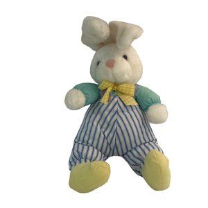 Hallmark Easter Bunny Rabbit‎ 18” Plush Striped Overalls Vintage Stuffed Toy